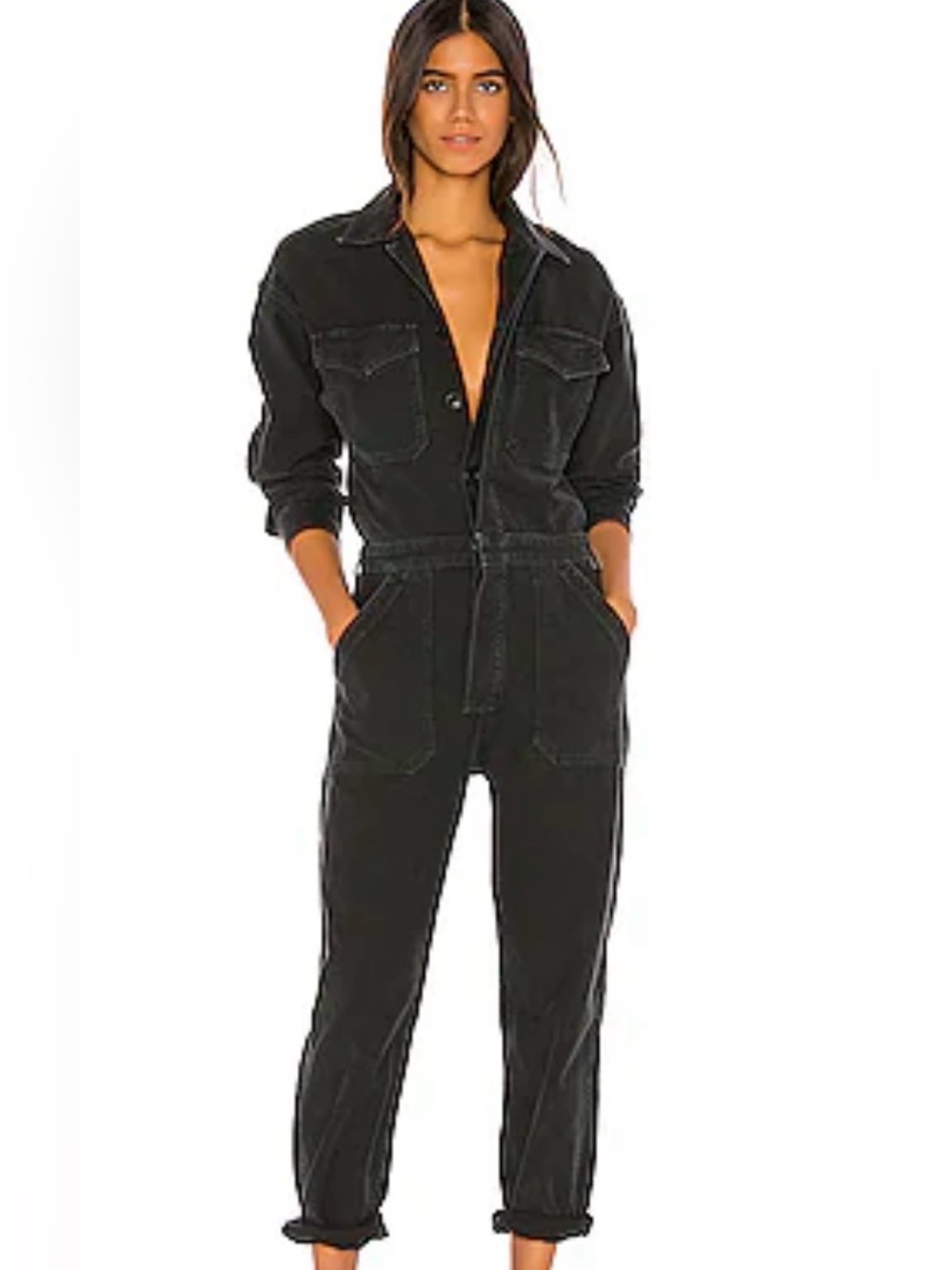 Citizens of Humanity Marta Jumpsuit Washed Black Utility Denim XS Cotton USA